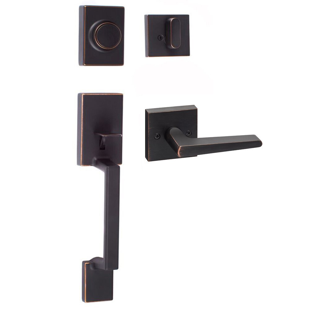 Sure-Loc Stockholm Dummy Handleset with Basel Lever and Square Trim in Vintage Bronze
