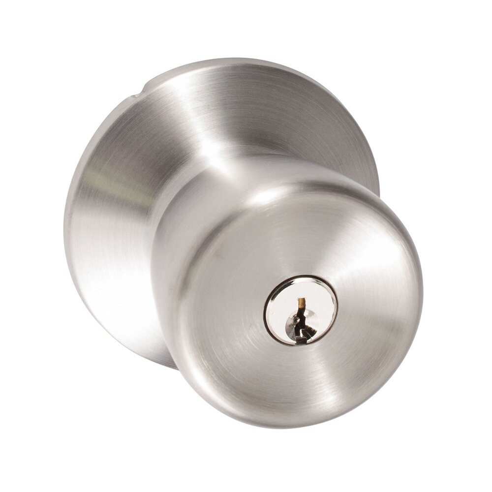 Sure-Loc Tulip Keyed Door Knob with Round Rosette in Satin Stainless