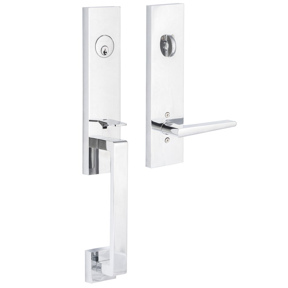 Sure-Loc Turin Handleset with Basel Trim in Polished Chrome