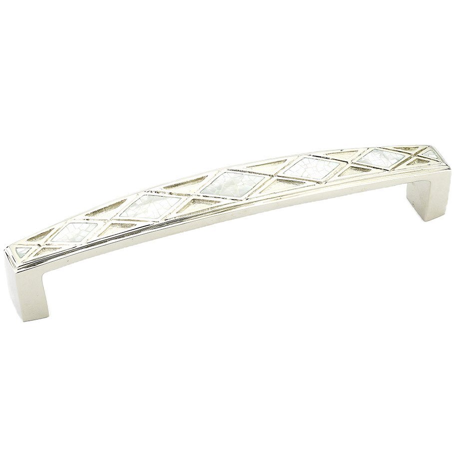 Schaub and Company Solid Brass 5 5/8" Centers Pull in Polished Nickel With Mother Of Pearl