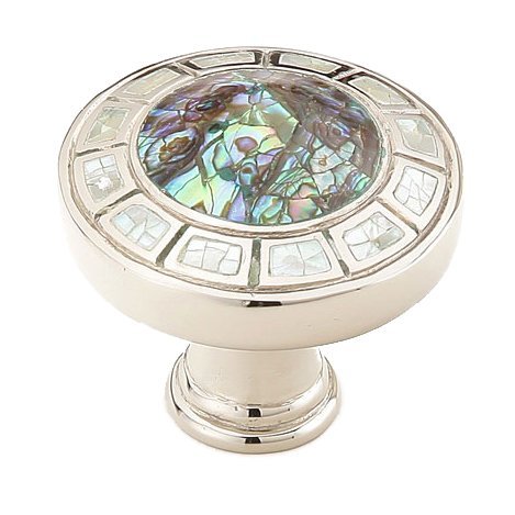 Schaub and Company Solid Brass 1 9/16" Diameter Round Knob in Polished Nickel with Imperial Shell and Mother of Pearl