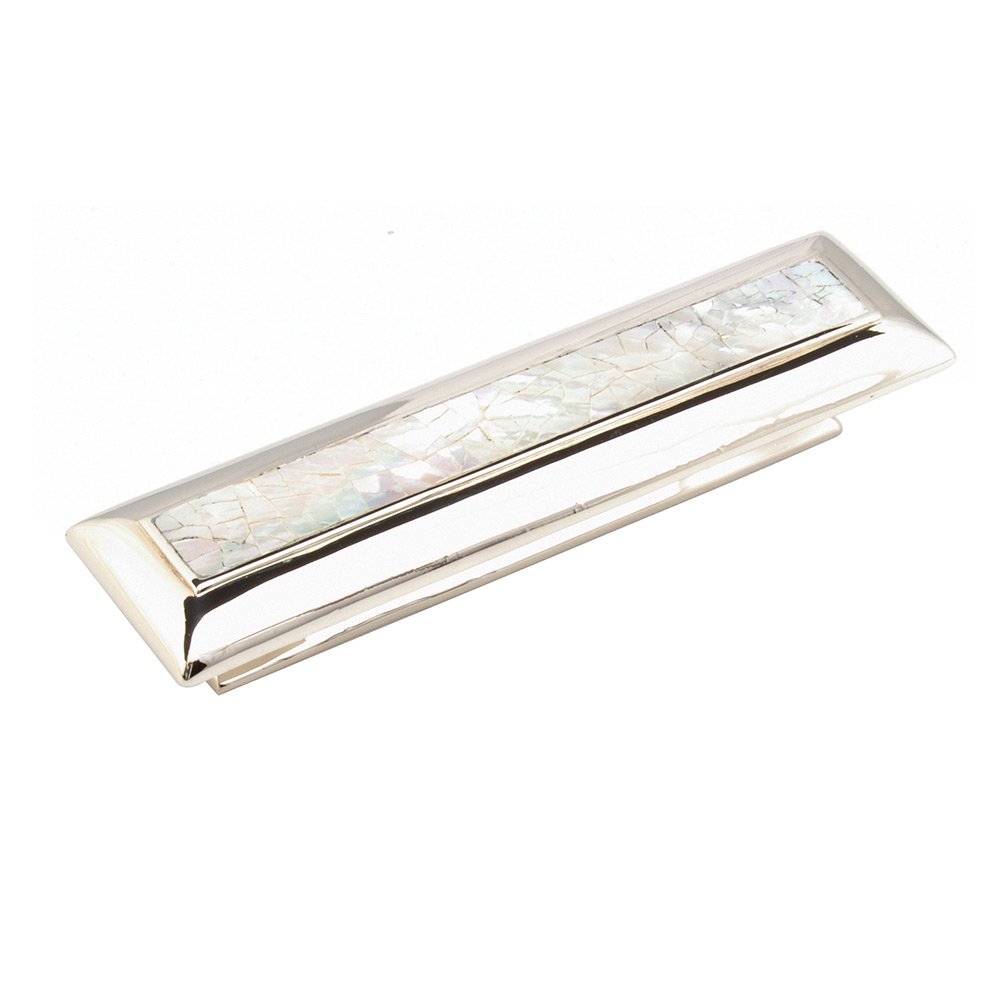 Schaub and Company 3" Centers Solid Brass Square Handle in Polished Nickel with Mother of Pearl