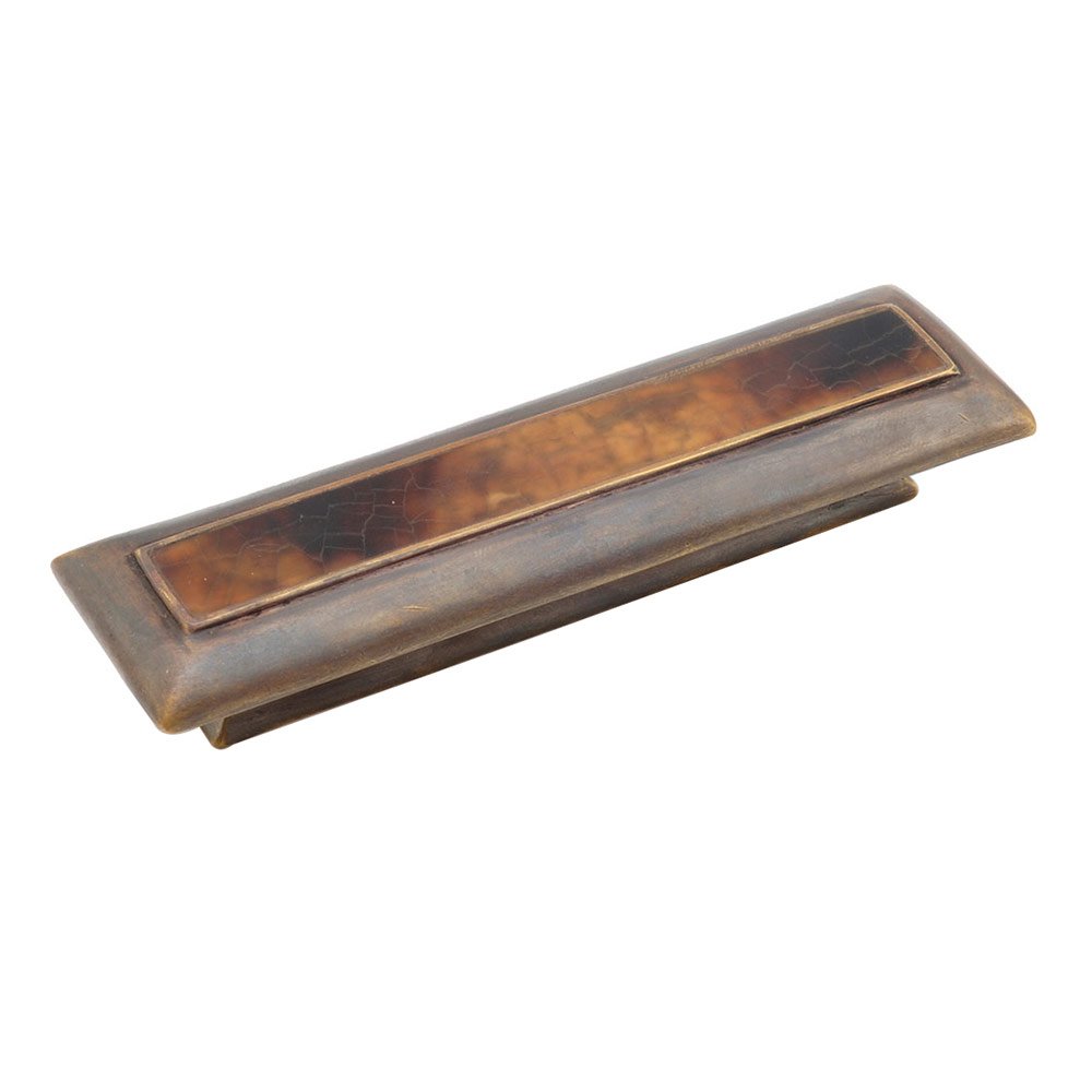 Schaub and Company 3" Centers Solid Brass Square Handle in Dark Antique Bronze with Tiger Penshell