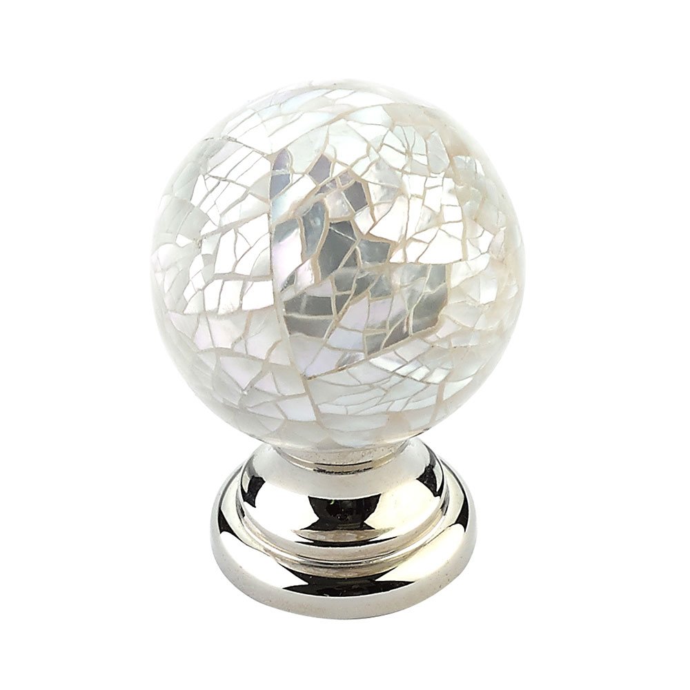 Schaub and Company Solid Brass Knob in Polished Nickel with Mother of Pearl