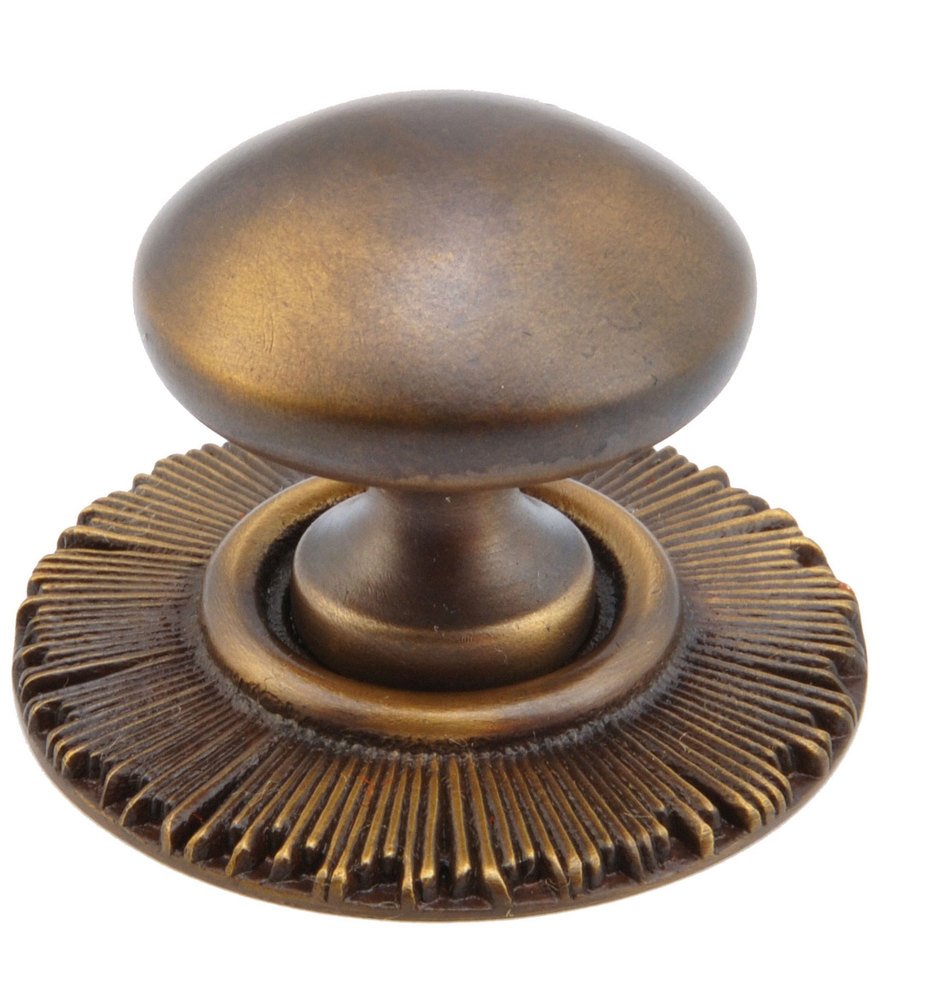 Schaub and Company Solid Brass burst Knob with Backplate in Estate Dover