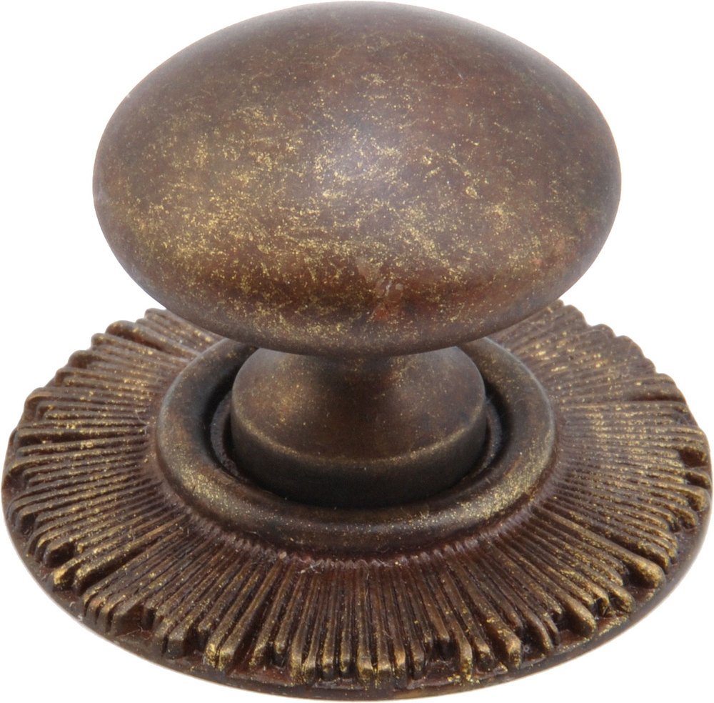 Schaub and Company Solid Brass burst Knob with Backplate in Hi Lited Bronze