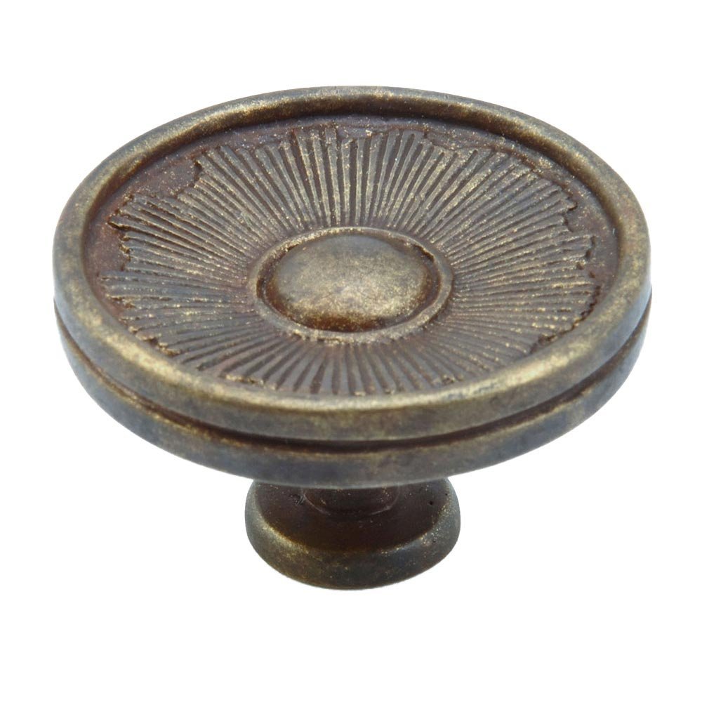 Schaub and Company Solid Brass 1 3/8" Diameter burst Knob in Hi Lited Bronze