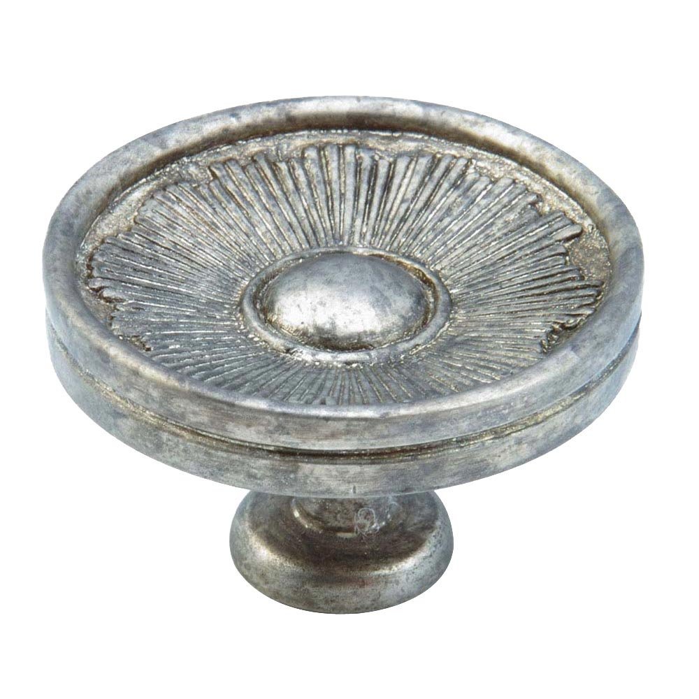 Schaub and Company Solid Brass 1 3/8" Diameter burst Knob in Silver Antique