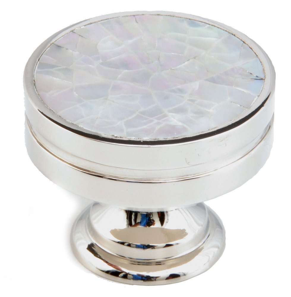 Schaub and Company Solid Brass 1 3/8" Diameter Knob in Polished Nickel with Mother of Pearl
