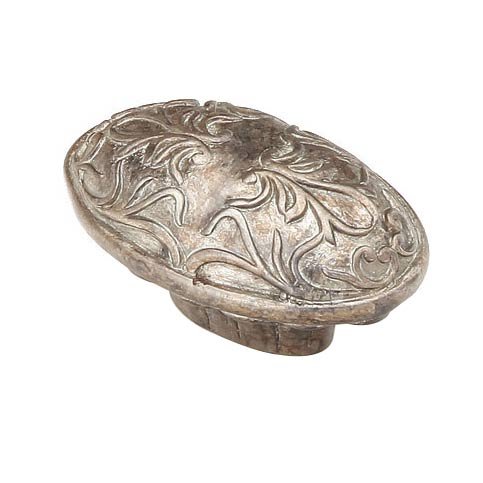 Schaub and Company Solid Brass 5/8" Centers Handle with Scrolled Designs with Petals on Base in Monticello Silver