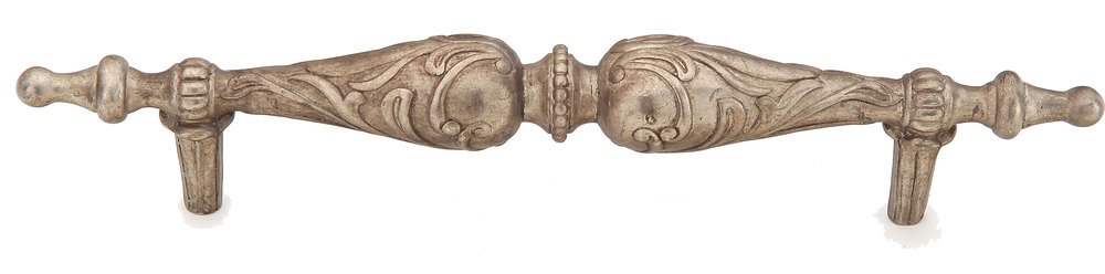 Schaub and Company Solid Brass 5" Centers Handle with Beading and Scrolls in Monticello Silver
