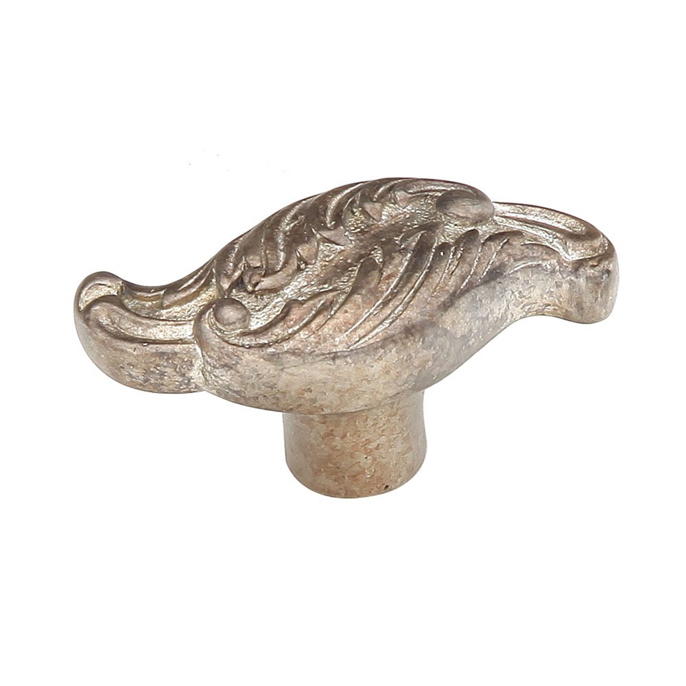 Schaub and Company Solid Brass Oblong Knob with Wave Designs in Monticello Silver