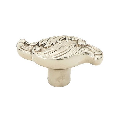 Schaub and Company Solid Brass Oblong Knob with Wave Designs in White Brass