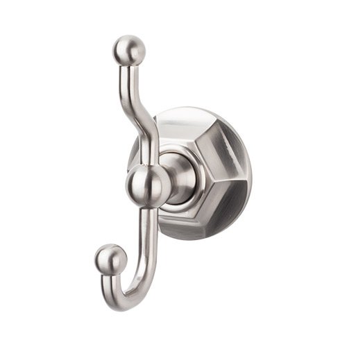 Top Knobs Edwardian Bath Double Hook Hex Backplate in Brushed Satin Nickel