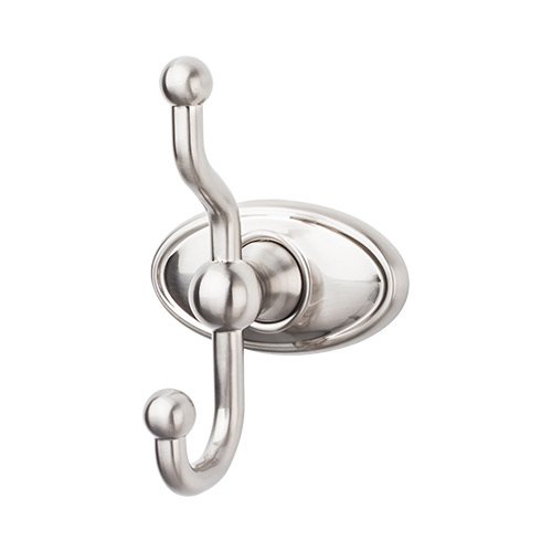 Top Knobs Edwardian Bath Double Hook Oval Backplate in Brushed Satin Nickel