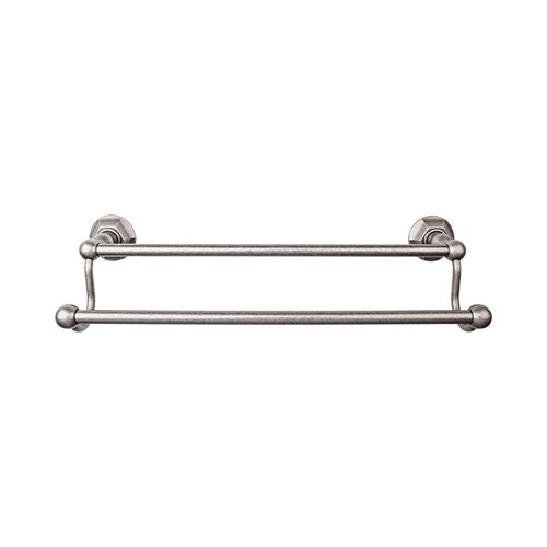 Top Knobs Edwardian Bath Towel Bar 18" Double - Hex Backplate in Antique Pewter
