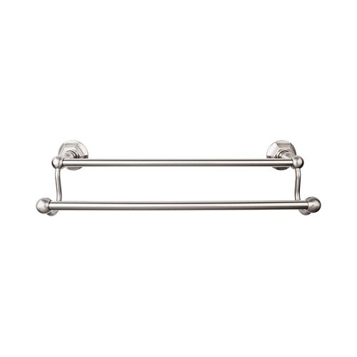 Top Knobs Edwardian Bath Towel Bar 18" Double - Hex Backplate in Brushed Satin Nickel
