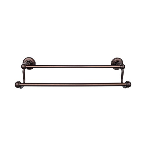 Top Knobs Edwardian Bath Towel Bar 24" Double - Beaded Bplate in Oil Rubbed Bronze