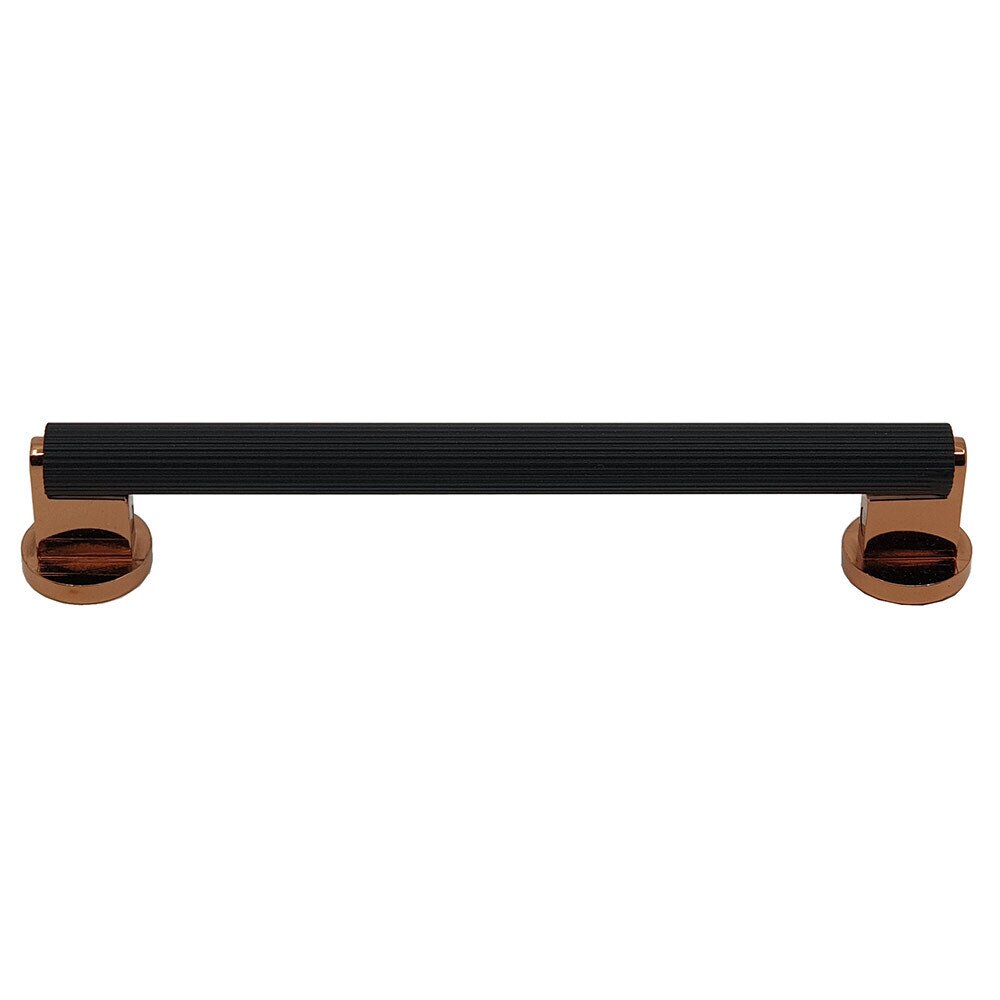 Topex West 6 5/16" Center Bar Pull in Rose Gold with Black Straight Knurled Center