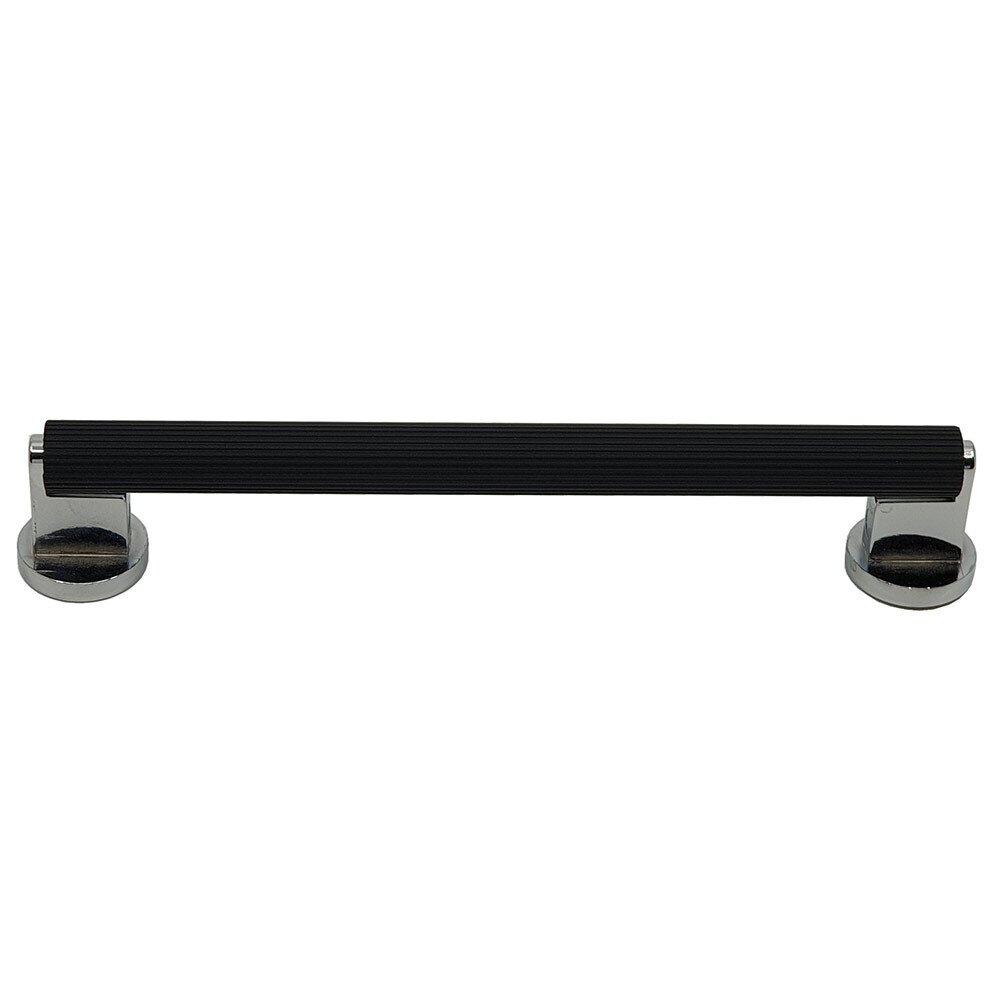 Topex West 6 5/16" Center Bar Pull in Chrome with Black Straight Knurled Center
