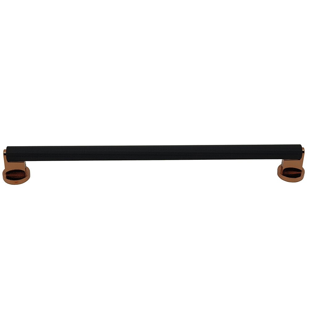 Topex West 10 1/16" Center Bar Pull in Rose Gold with Black Straight Knurled Center