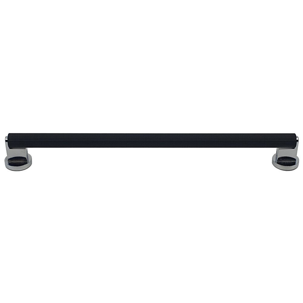 Topex West 10 1/16" Center Bar Pull in Chrome with Black Straight Knurled Center