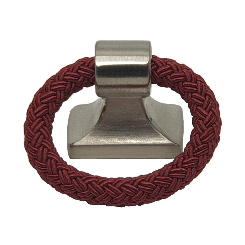 Topex Polo 1 1/4" Center Rope Ring Pull in Satin Nickel & Bordeaux