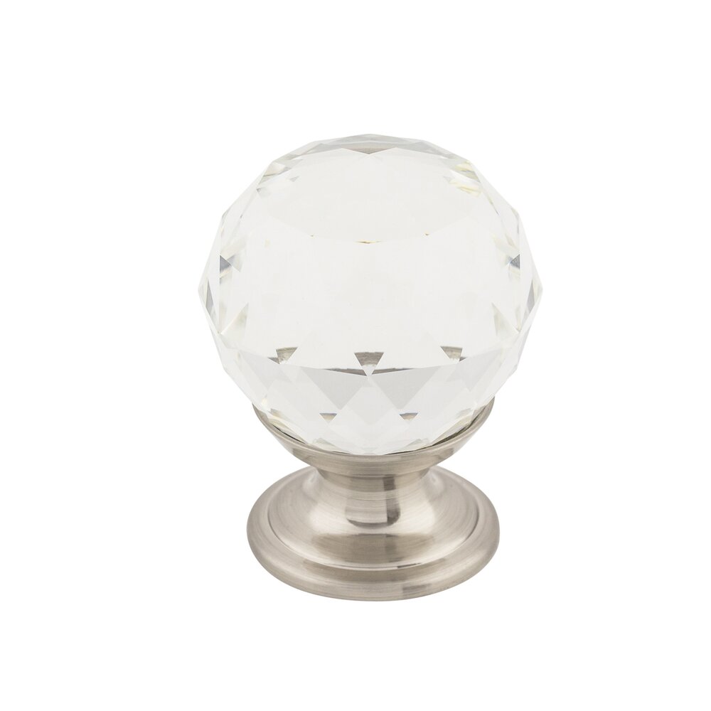 Top Knobs Clear Crystal 1 1/8" Diameter Mushroom Knob in Brushed Satin Nickel