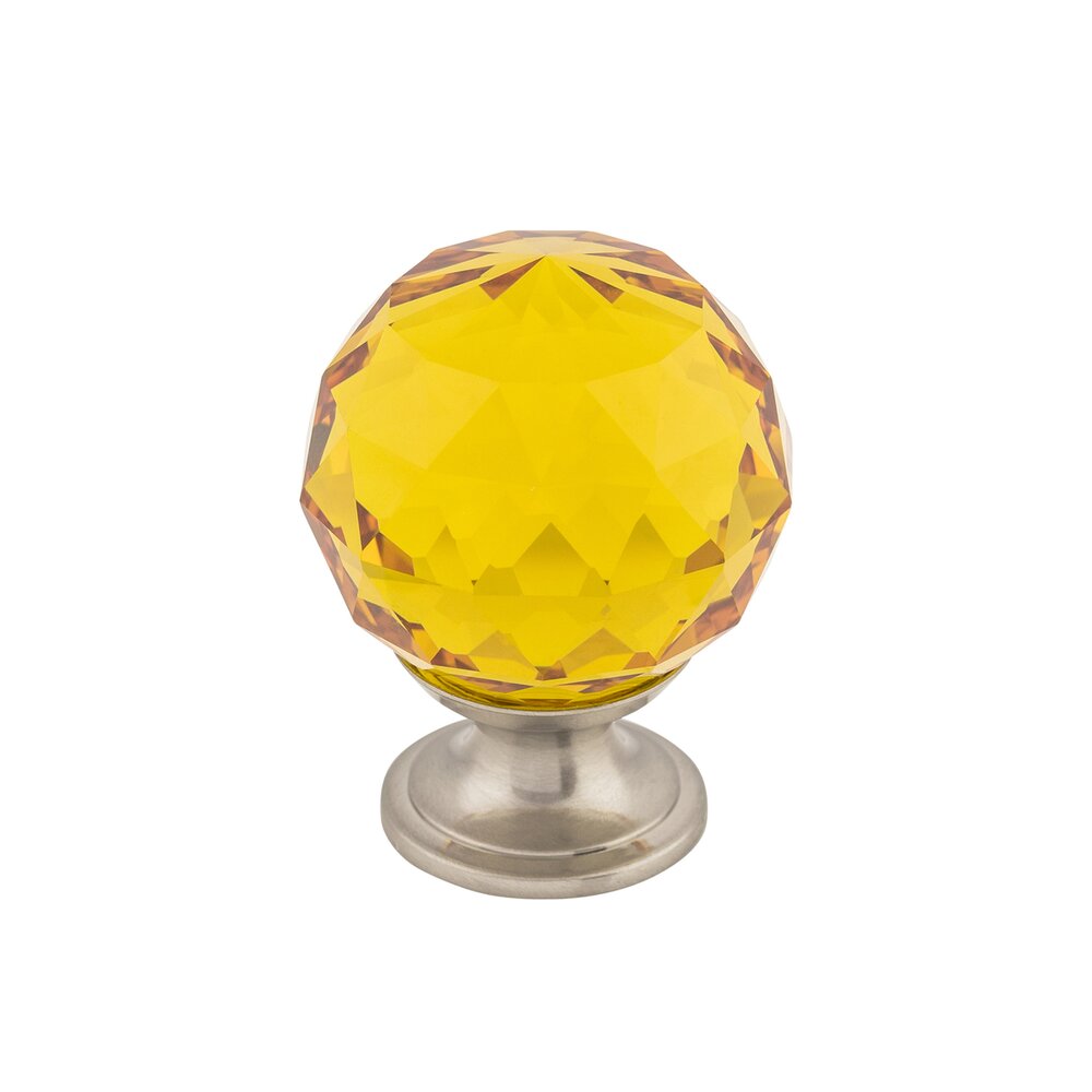 Top Knobs Amber Crystal 1 3/8" Diameter Mushroom Knob in Brushed Satin Nickel