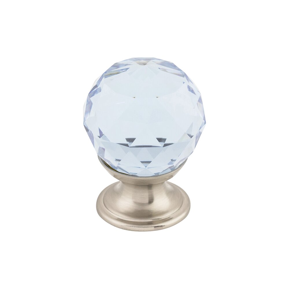 Top Knobs Light Blue Crystal 1 1/8" Diameter Mushroom Knob in Brushed Satin Nickel