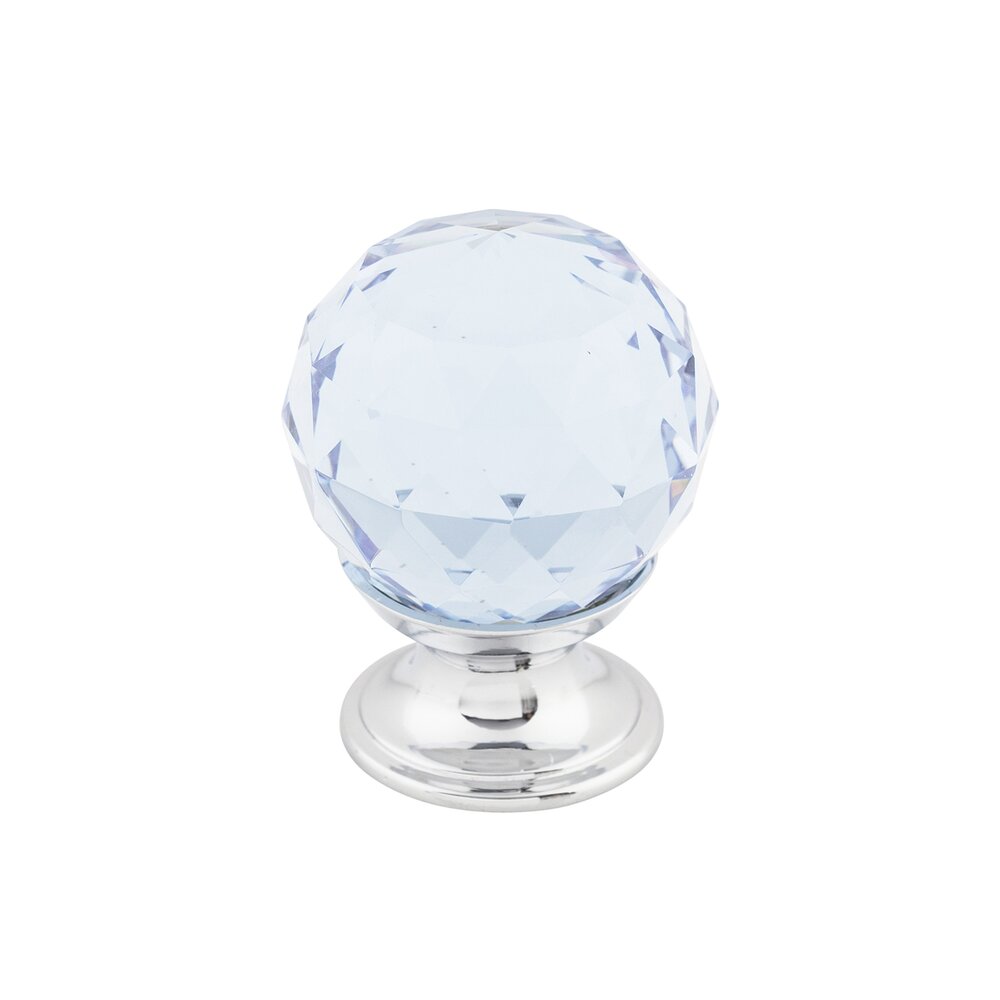 Top Knobs Light Blue Crystal 1 1/8" Diameter Mushroom Knob in Polished Chrome