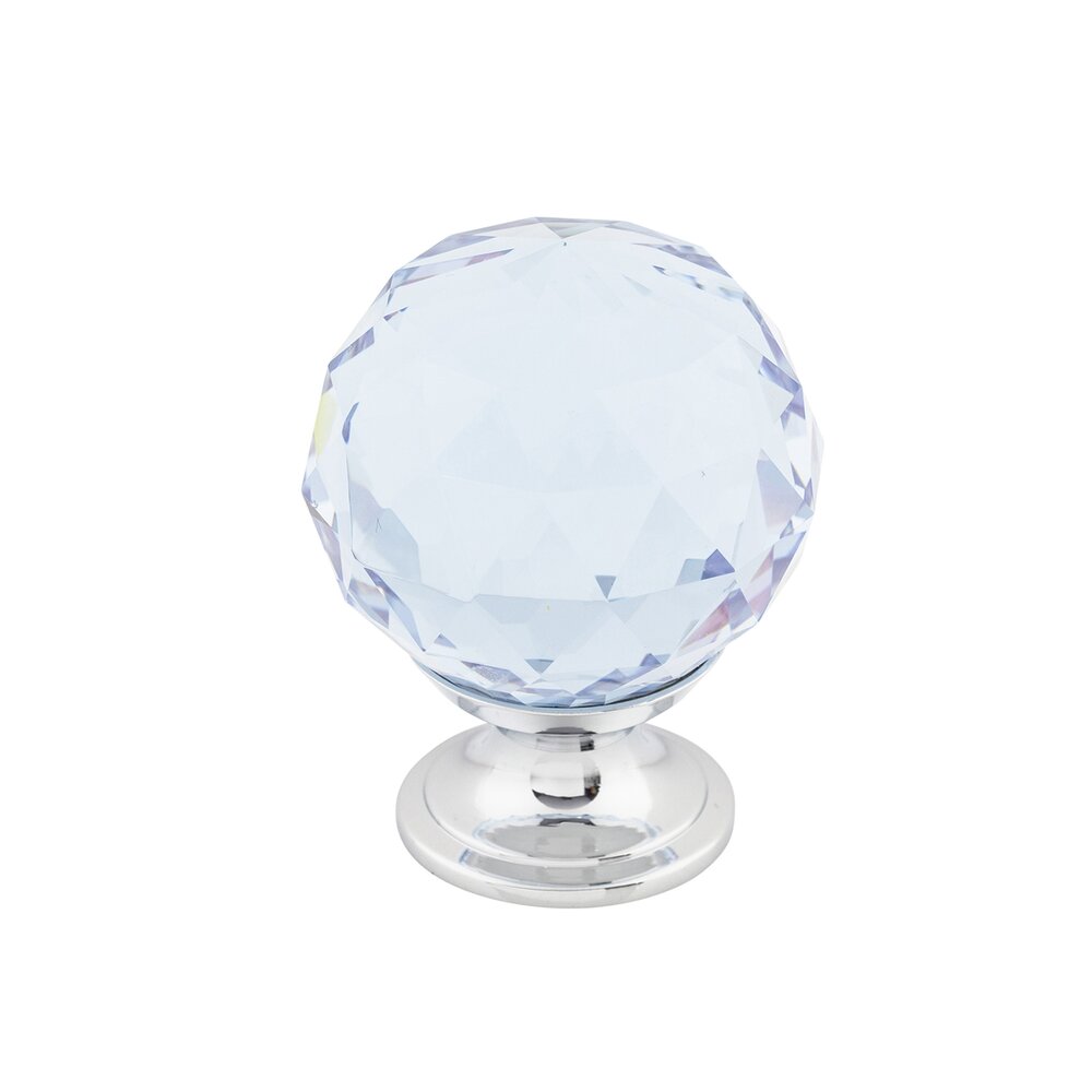 Top Knobs Light Blue Crystal 1 3/8" Diameter Mushroom Knob in Polished Chrome