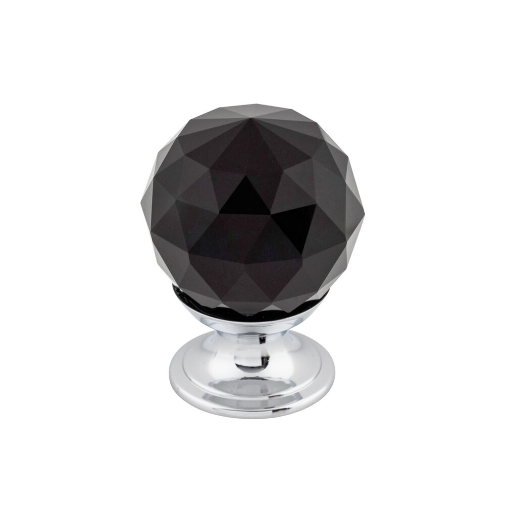 Top Knobs Black Crystal 1 1/8" Diameter Mushroom Knob in Polished Chrome