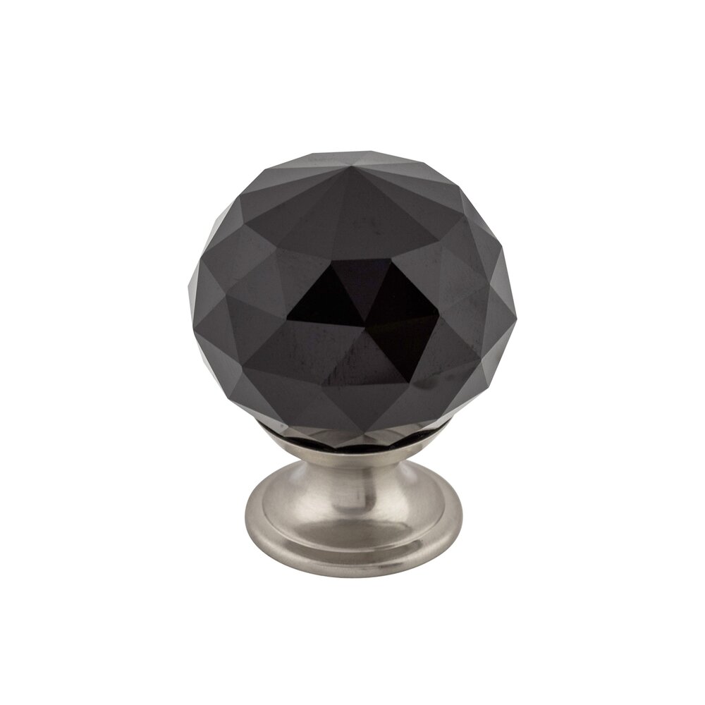Top Knobs Black Crystal 1 3/8" Diameter Mushroom Knob in Brushed Satin Nickel