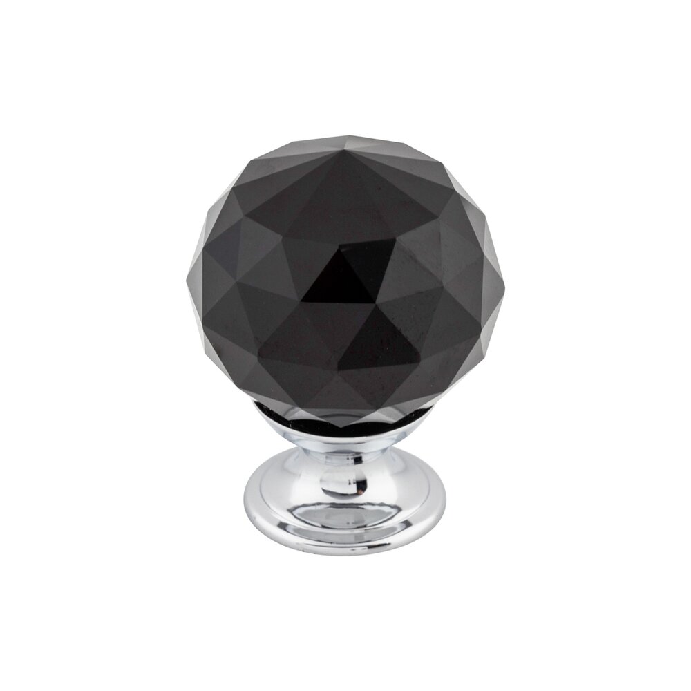 Top Knobs Black Crystal 1 3/8" Diameter Mushroom Knob in Polished Chrome