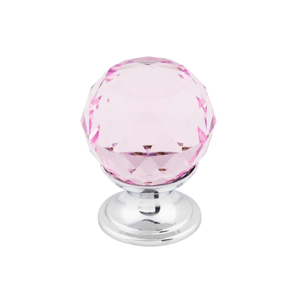 Top Knobs Pink Crystal 1 1/8" Diameter Mushroom Knob in Polished Chrome