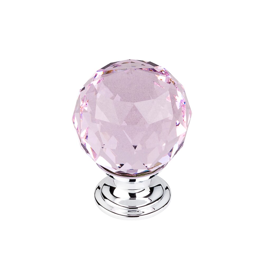 Top Knobs Pink Crystal 1 3/8" Diameter Mushroom Knob in Polished Chrome