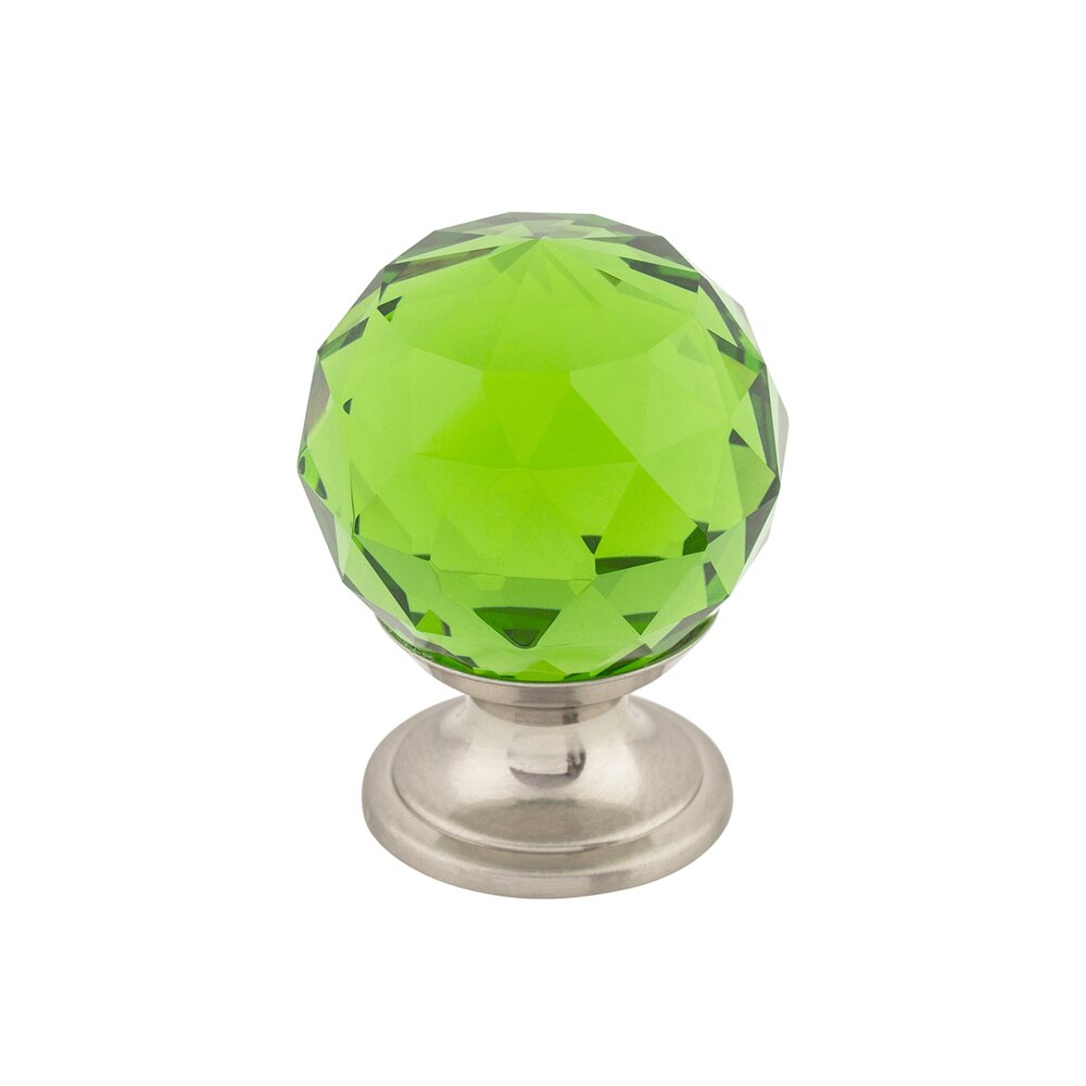 Top Knobs Green Crystal 1 1/8" Diameter Mushroom Knob in Brushed Satin Nickel