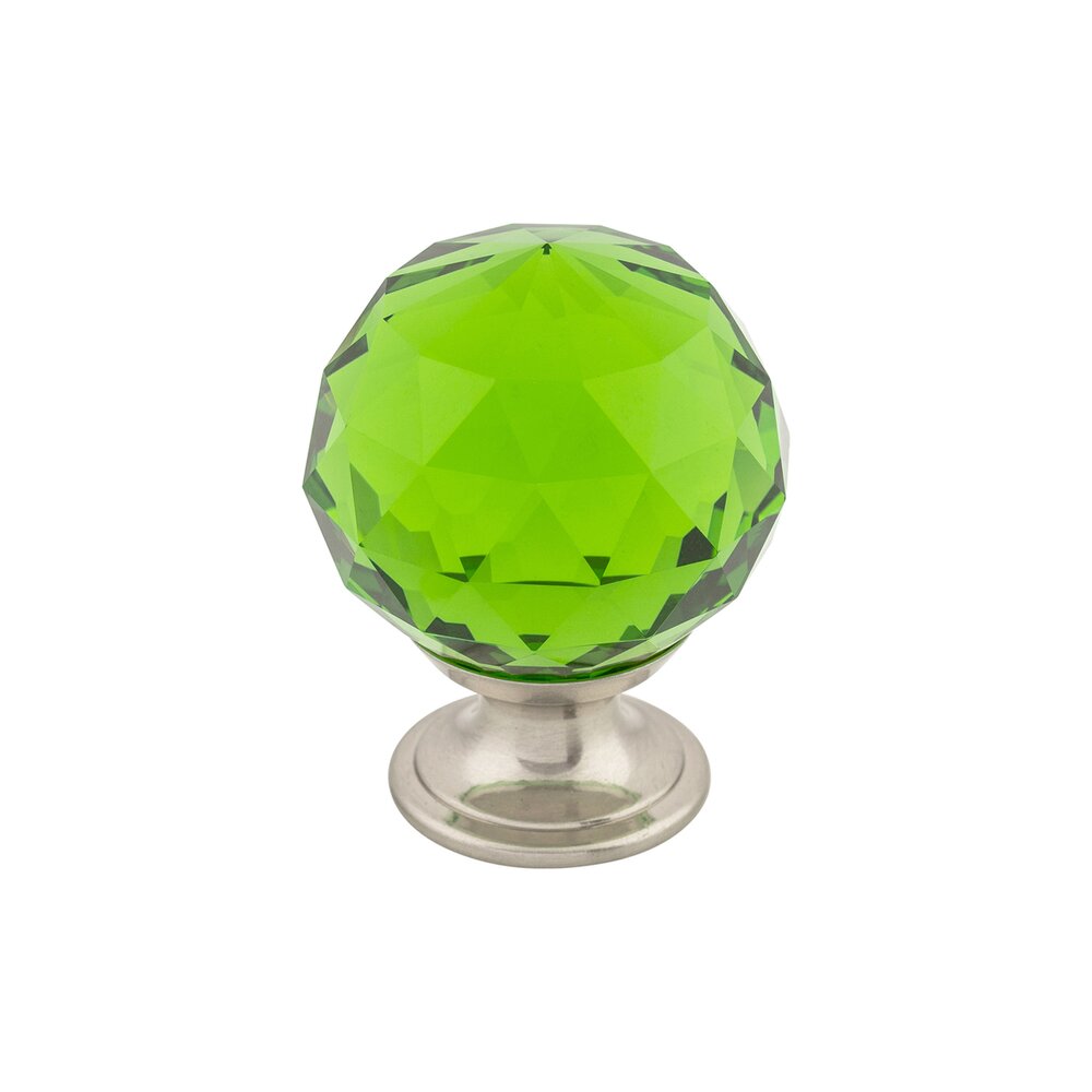 Top Knobs Green Crystal 1 3/8" Diameter Mushroom Knob in Brushed Satin Nickel