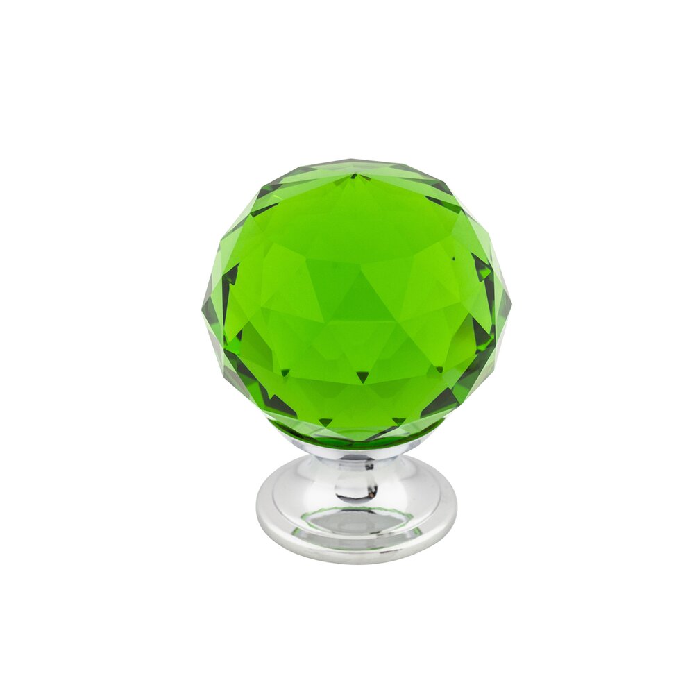 Top Knobs Green Crystal 1 3/8" Diameter Mushroom Knob in Polished Chrome