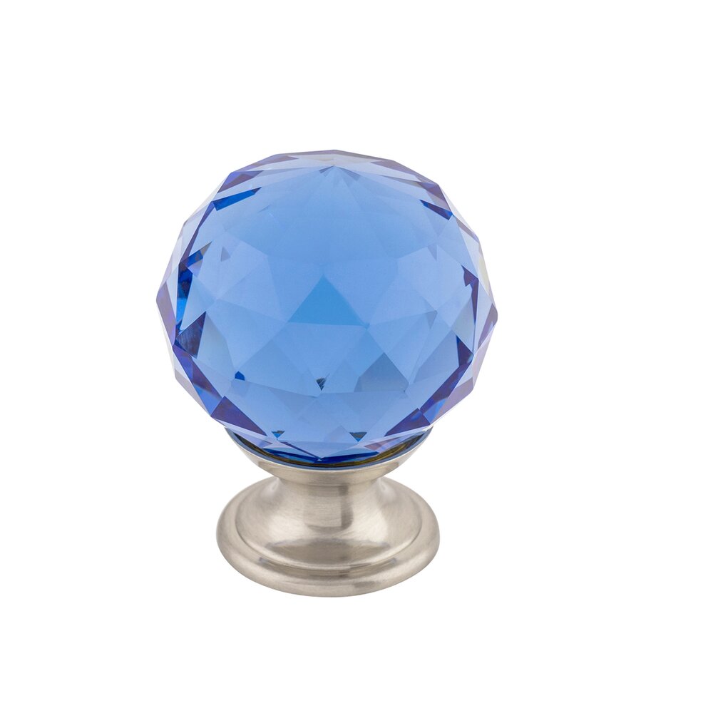 Top Knobs Blue Crystal 1 3/8" Diameter Mushroom Knob in Brushed Satin Nickel