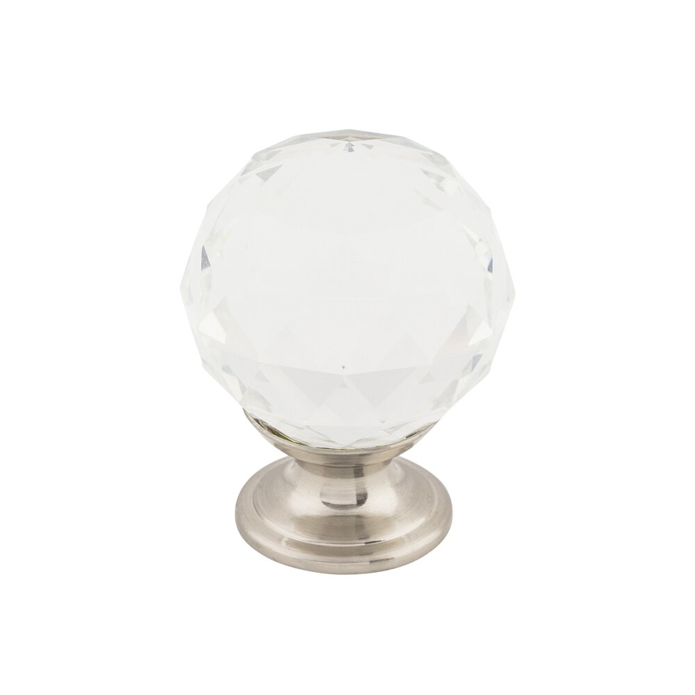 Top Knobs Clear Crystal 1 3/8" Diameter Mushroom Knob in Brushed Satin Nickel