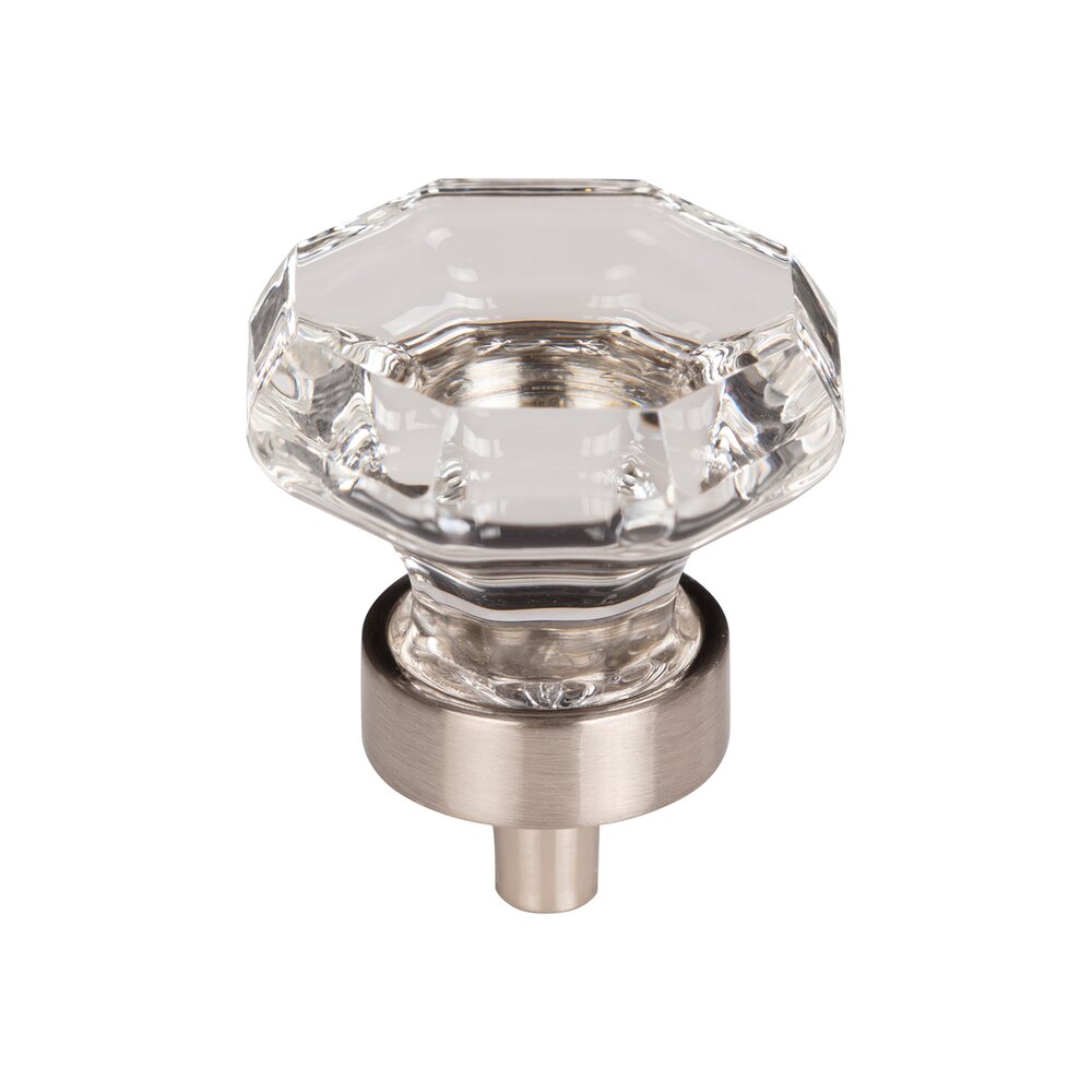Top Knobs Clear Octagon Crystal 1 3/8" Long Geometric Knob in Brushed Satin Nickel