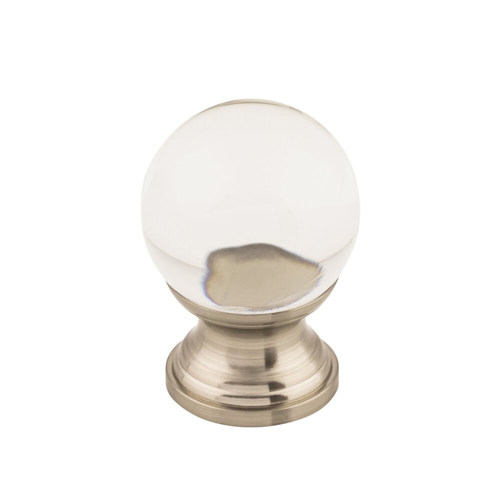 Top Knobs Clarity Clear Glass 1" Diameter Mushroom Knob in Brushed Satin Nickel