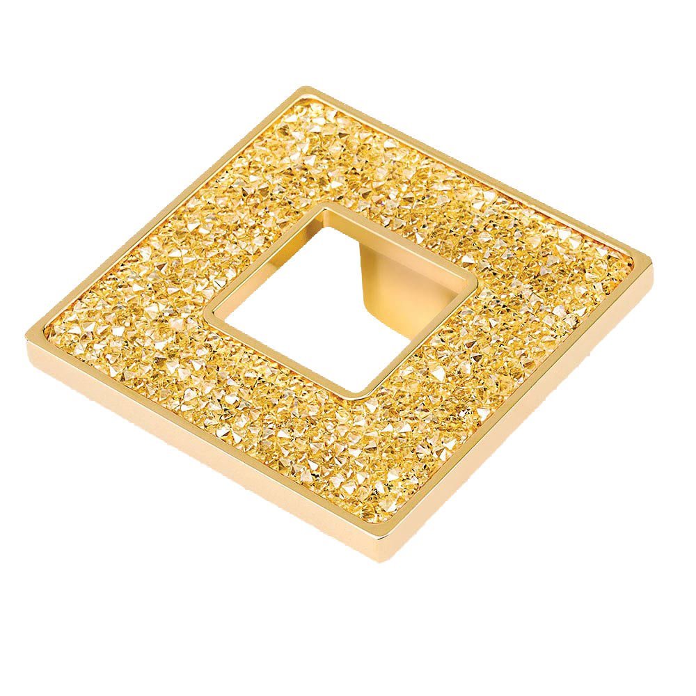 Topex 1 7/16" Centers Square Pull with Hole in Gold and Swarovski Crystals