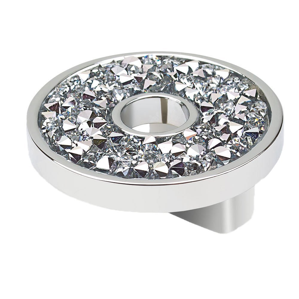 Topex 1 1/4" Small Round Knob with Hole in Chrome and Swarovski Crystals
