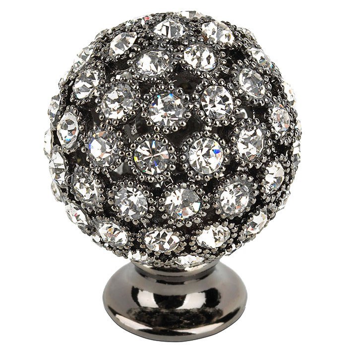 Topex 1" Small Round Knob Black Nickel with Swarovski Crystals