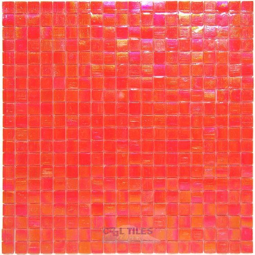 Vicenza Mosaico Glass Tiles 5/8" Glass Film-Faced Sheets in Scarlet Sun