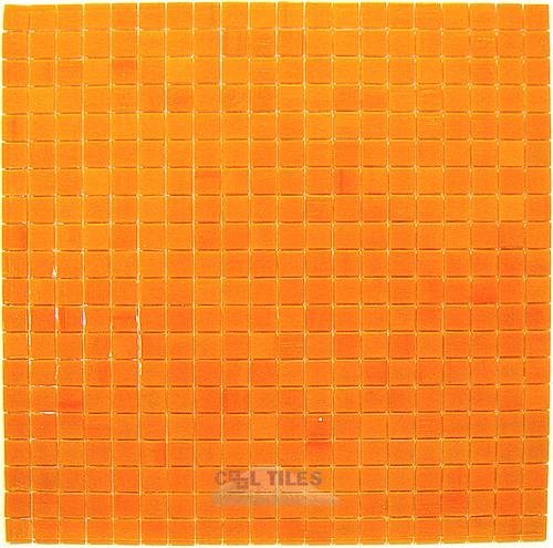Vicenza Mosaico Glass Tiles 5/8" Glass Film-Faced Sheets in Orange Morning