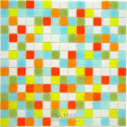 Vicenza Mosaico Glass Tiles Film-Faced Sheets in Zest